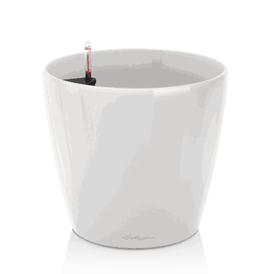 CLASSICO 70 hvit høyglans plantekrukke selvvanningskrukke selvvanningspotte krukke krukker potter potte blomsterkrukke lechuza blomsterkasseriet.png