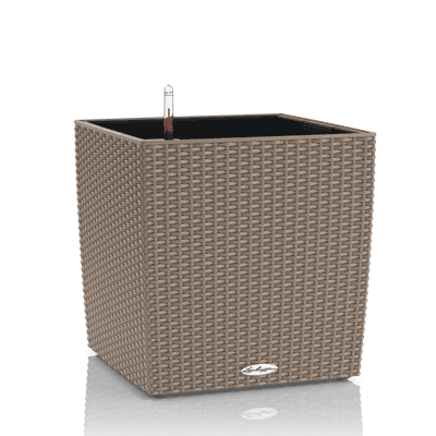 CUBE Cottage 30 sandbrun plantekasse blomsterkasse selvvanningskasse terrasse balkong bord lechuza brun.png