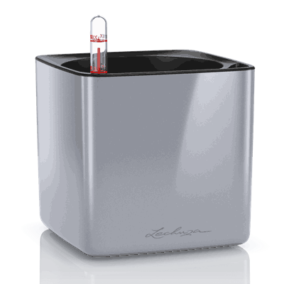 cube glossy one titanium dus urtekrukke selvvanningskrukke urtepotte lechuza blomsterkasseriet kjøkken.png