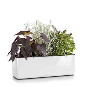 CUBE Glossy Triple - Hvit høyglans plantekasse urtekasse utrekrukker blomsterkasse potte urter