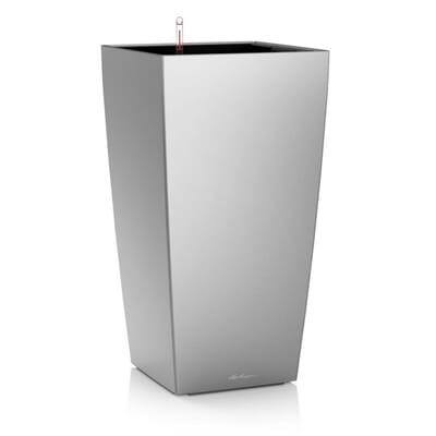 CUBICO 30 sølv metallisk plantekrukke selvvanningspotte lechuza blomsterkasseriet stue kontor hotel restaurant.jpg