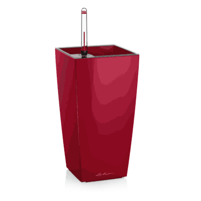 MAXI-CUBI scarlet rød høyglans selvvanningskrukke lechuza blomsterkasseriet.png