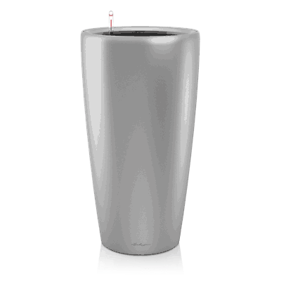 RONDO 32 sølv metallic selvvanningskrukke blomsterkrukke plantekrukke lechuza blomsterkasseriet.png