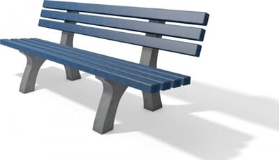 502100-5_Bank_Trafalgar_3D_Gray_Blue_2794_600x600 parkbenk blå grå benk benker utebenk parkmiljø blomsterkasseriet uterom resirkulert plast vedlikehol