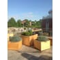 Store isolerte blomsterkasser sibirsk lerk 120x120x70 2 stk 70x70x60cm LBH plantekasser blomsterkasse takterrasse sameie borettslag fellesareal terras